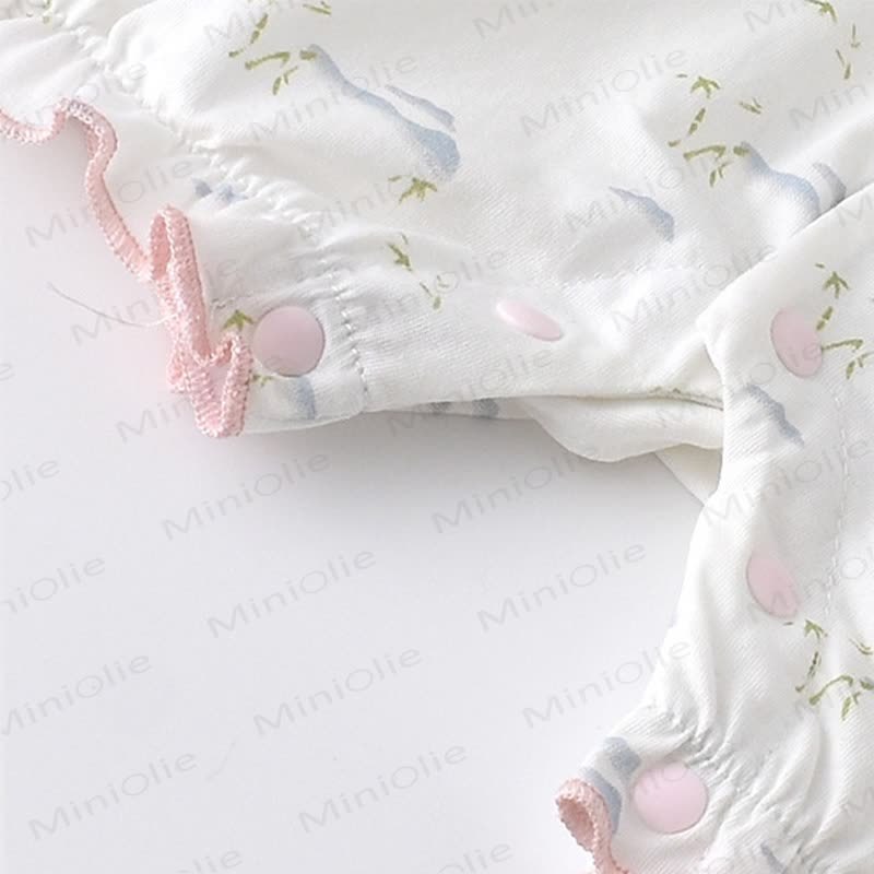 Baby Girl Chinese-style Frog Button Ruffle Romper - image 6