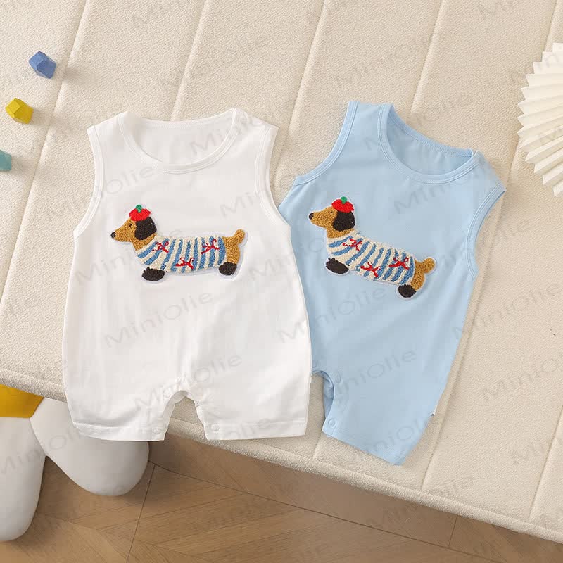 Baby Dachshund Patch Sleeveless Romper - image 2