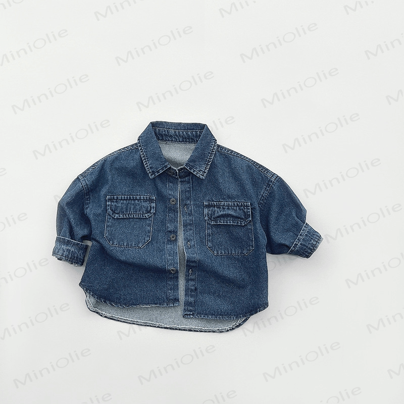 Toddler Solid Color Lapel Denim Jacket - image 7
