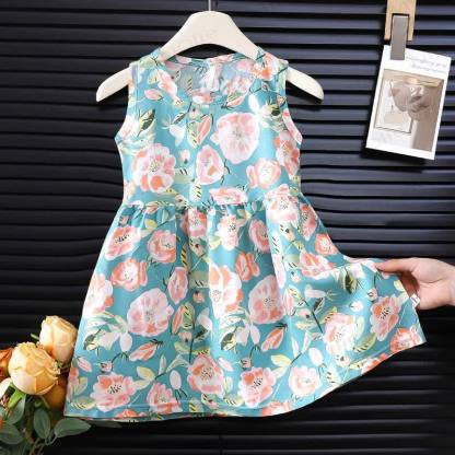 Baby Flower Rainbow Cactus Sleeveless Dress - Blue - 8Y - image 9