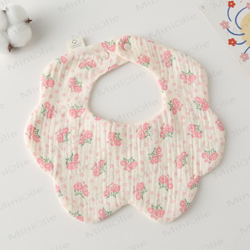 Newborn Baby 6 Layer Absorbent Bib 1 Piece - Flower - image 5