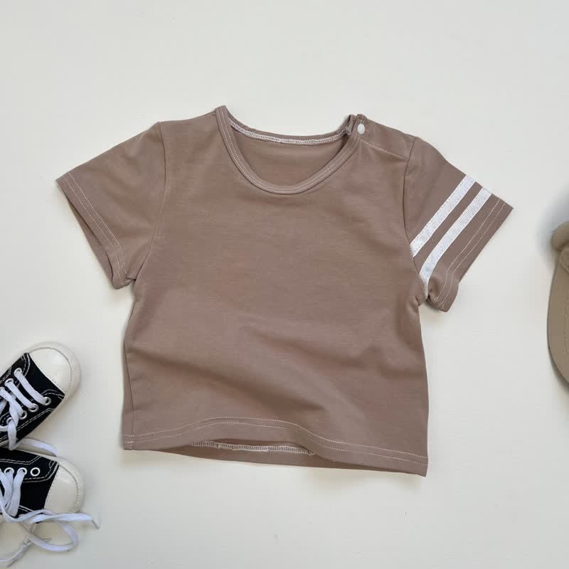 Baby White Stripes Sleeve T-Shirt - Khaki - 2-3T - image 12