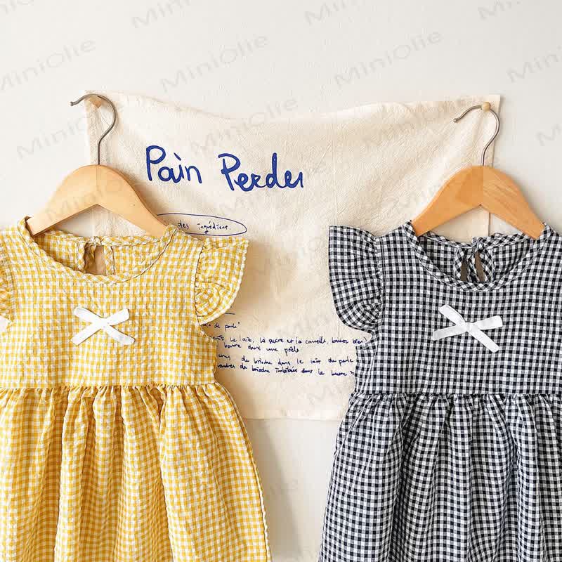 Baby Lovely Bow Plaid Ruffled Dress - image 5