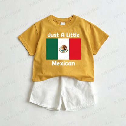 JUST A LITTLE MEXICAN Baby Tee and Shorts 2-Piece Set - Yellow&White - 3-5T - image 1
