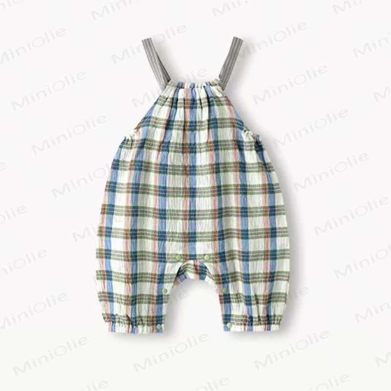 Baby Plaid Suspender Romper - Blue - 18-24M - image 4