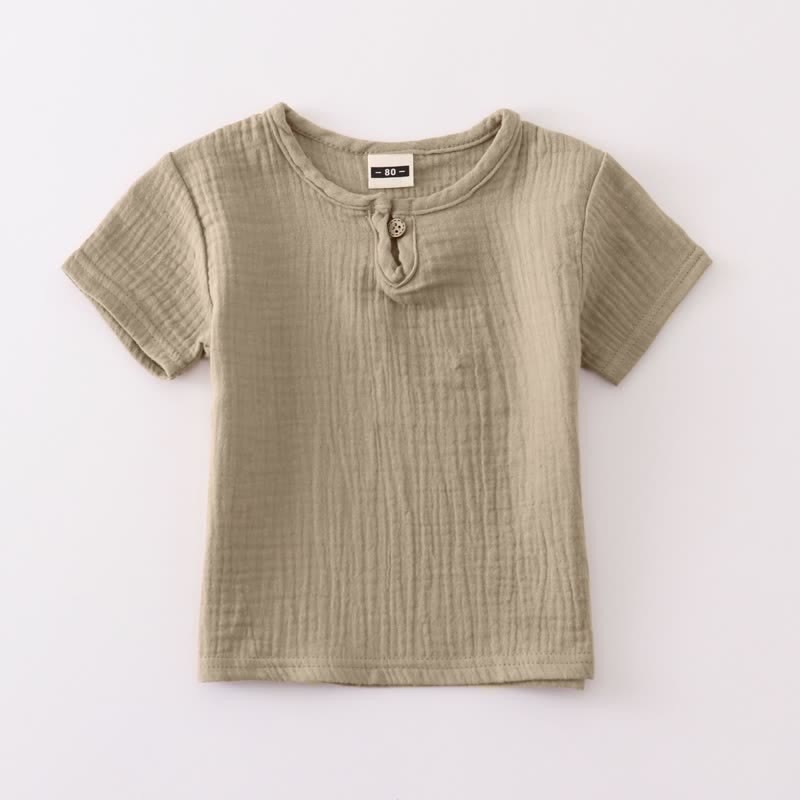 Body Toddler Solid Color Gauze T-Shirt - Khaki - 5-7T - image 12
