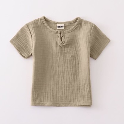 Body Toddler Solid Color Gauze T-Shirt - Khaki - 5-7T - image 12