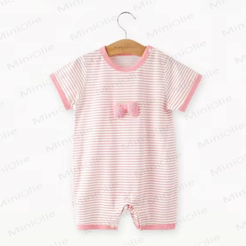 Baby Animal/Bowknot Striped Romper - Pink - 18-24M - image 4