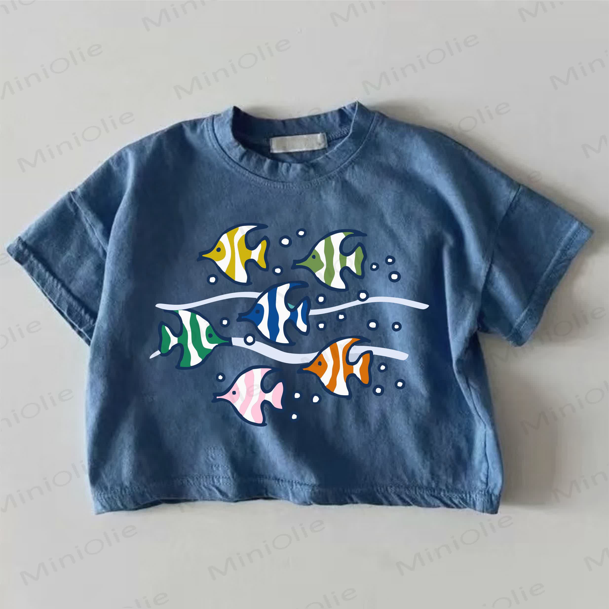 Baby Fish Print Blue T-shirt - Blue - 18-24M - image 1