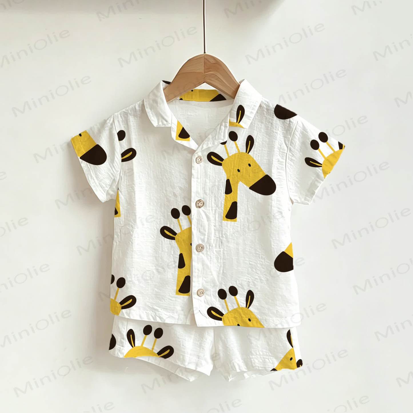 Baby Toddler White Giraffe Shirt and Shorts 2-piece Set - White - 3-5T - image 1