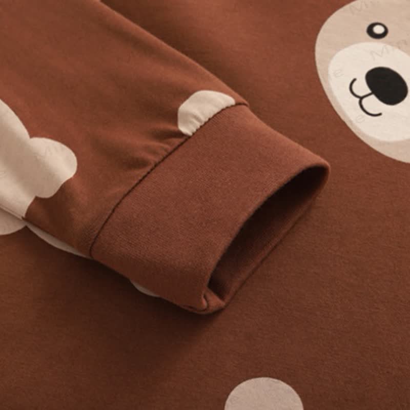 Toddler Kid Brown Bear Print Long Sleeve Loungewear Set - image 4