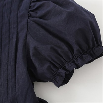 Toddler Kid Dark Blue Solid Color Dress - image 4