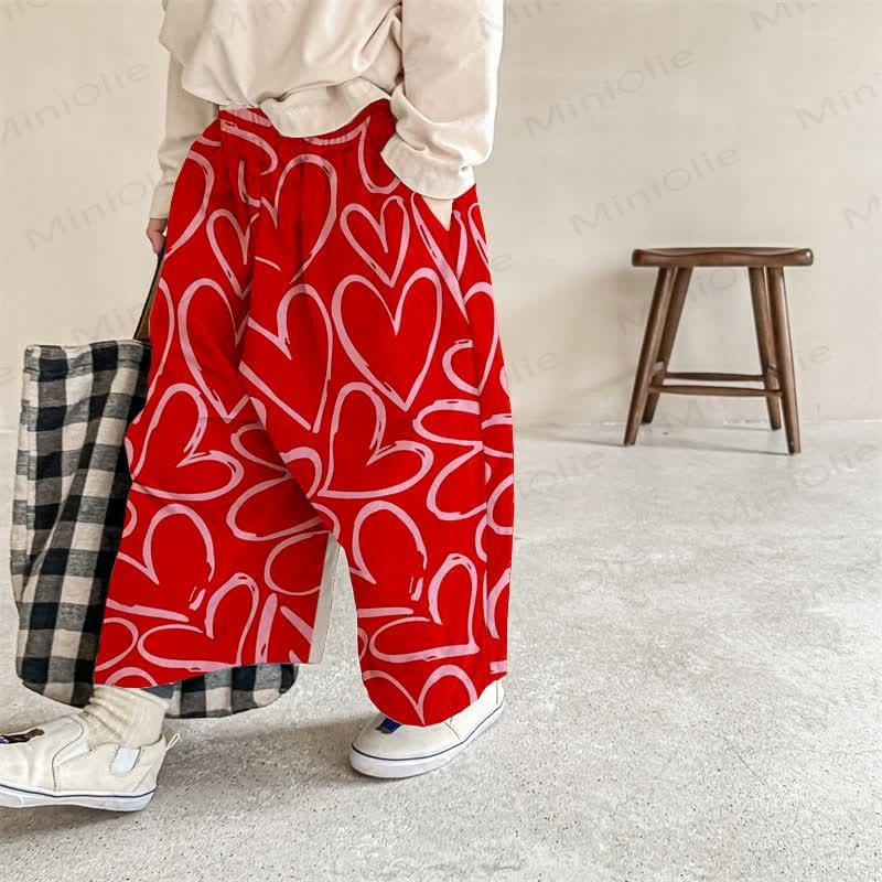 Baby Red Heart Print Pants - Red - 2-3T - image 1