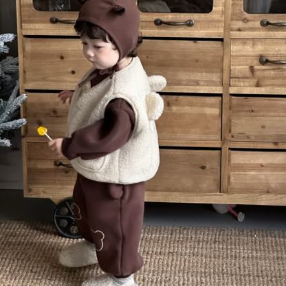 Baby Toddler Cozy Bear Ear Sherpa Set - image 6