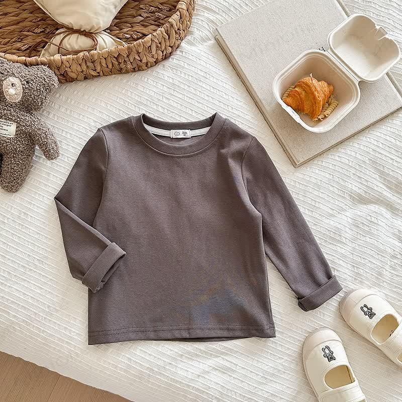 Kid Solid Color Base Layer Soft T-Shirt - Coffee - 12Y - image 18