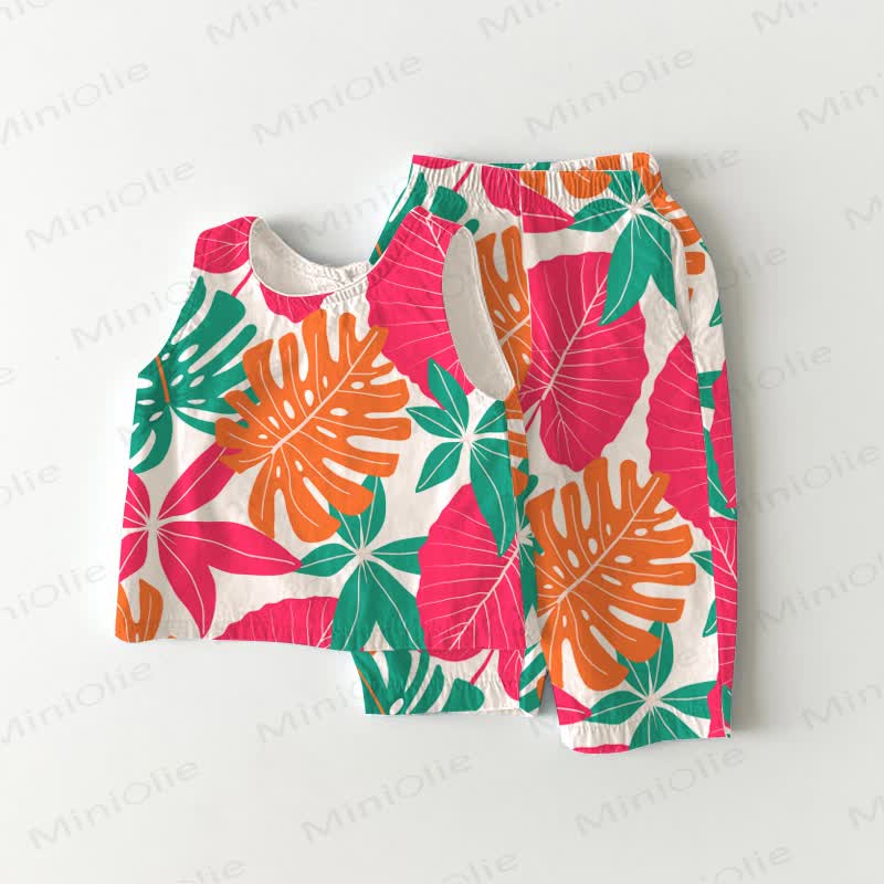 Baby Toddler Plant Sleeveless 2-piece Set - White - 3-4T - image 1