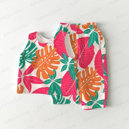 Baby Toddler Plant Sleeveless 2-piece Set - White - 3-4T - image 1