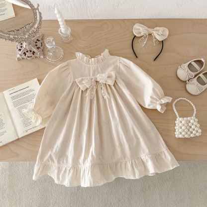 Baby Toddler Solid Color Bow Dress/Bodysuit - image 16