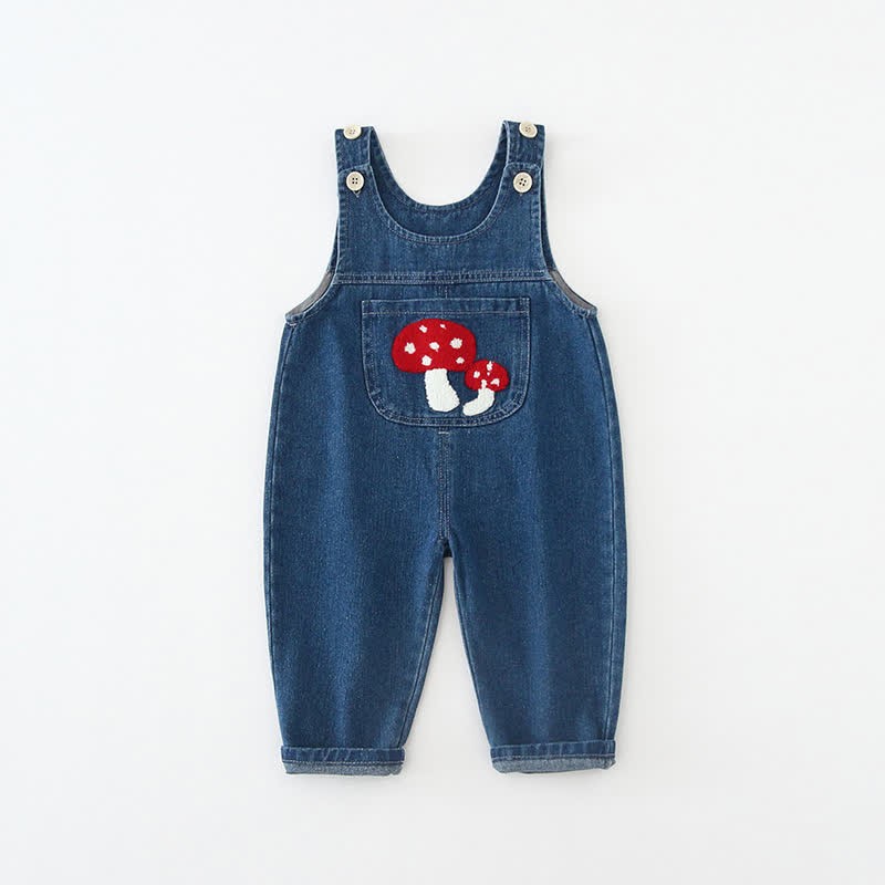 Baby Toddler Mushroom Denim Overalls - image 10