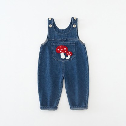 Baby Toddler Mushroom Denim Overalls - image 10