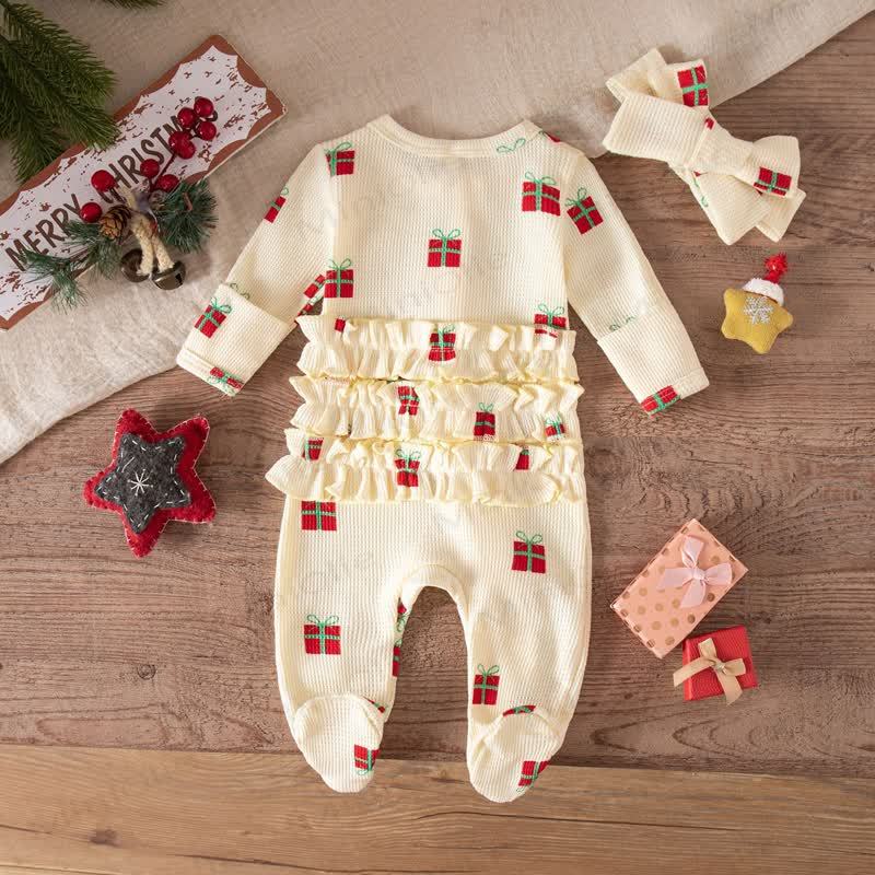 Baby Headscarf Christmas Romper - White - 6-12M - image 20
