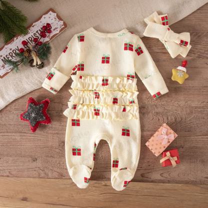 Baby Headscarf Christmas Romper - White - 6-12M - image 20