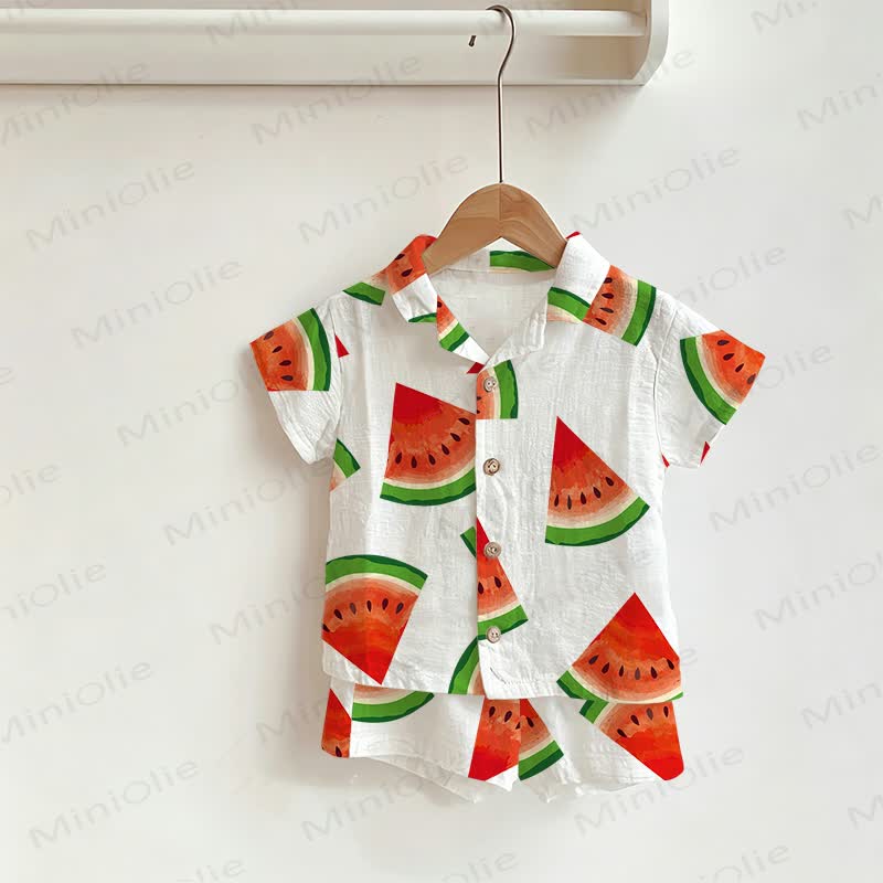 Baby Toddler Watermelon Shirt and Shorts 2-piece Set - White - 3-5T - image 1