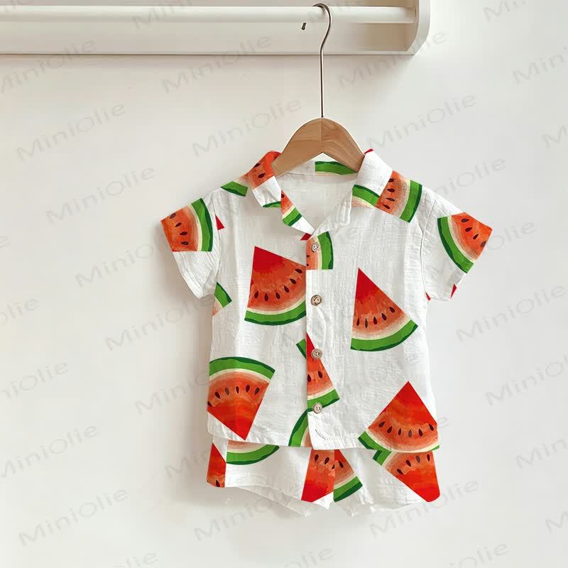 Baby Toddler Watermelon Shirt and Shorts 2-piece Set - White - 3-5T - image 1