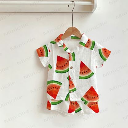 Baby Toddler Watermelon Shirt and Shorts 2-piece Set - White - 3-5T - image 1