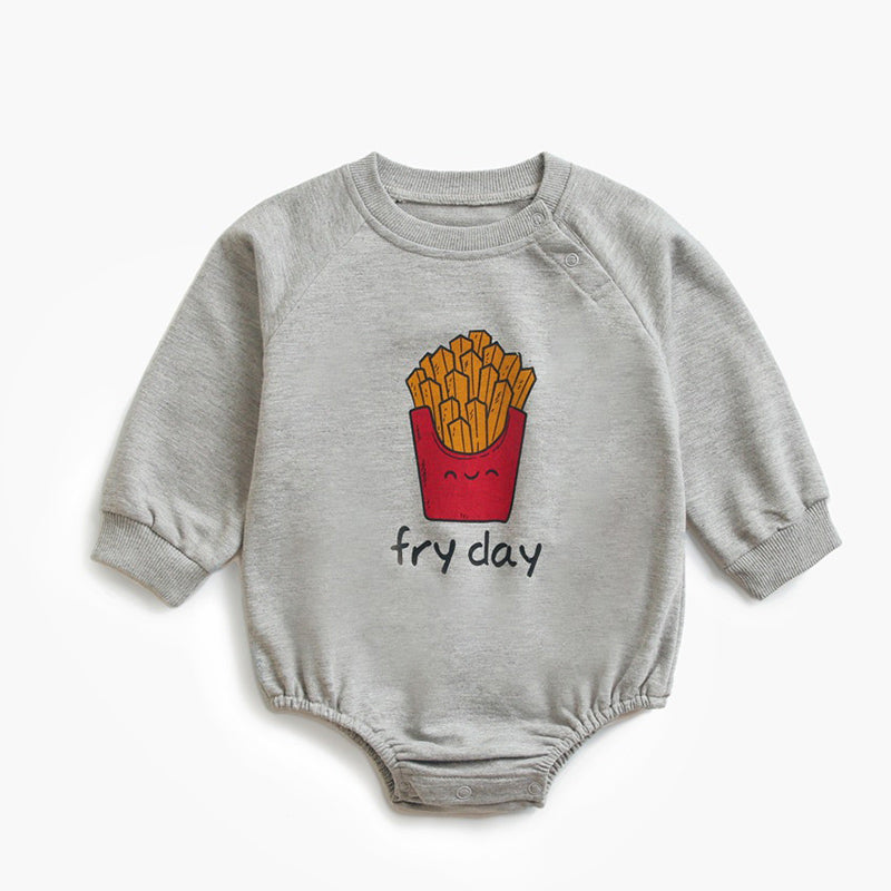 FRY DAY French Fries Bodysuit in Grey