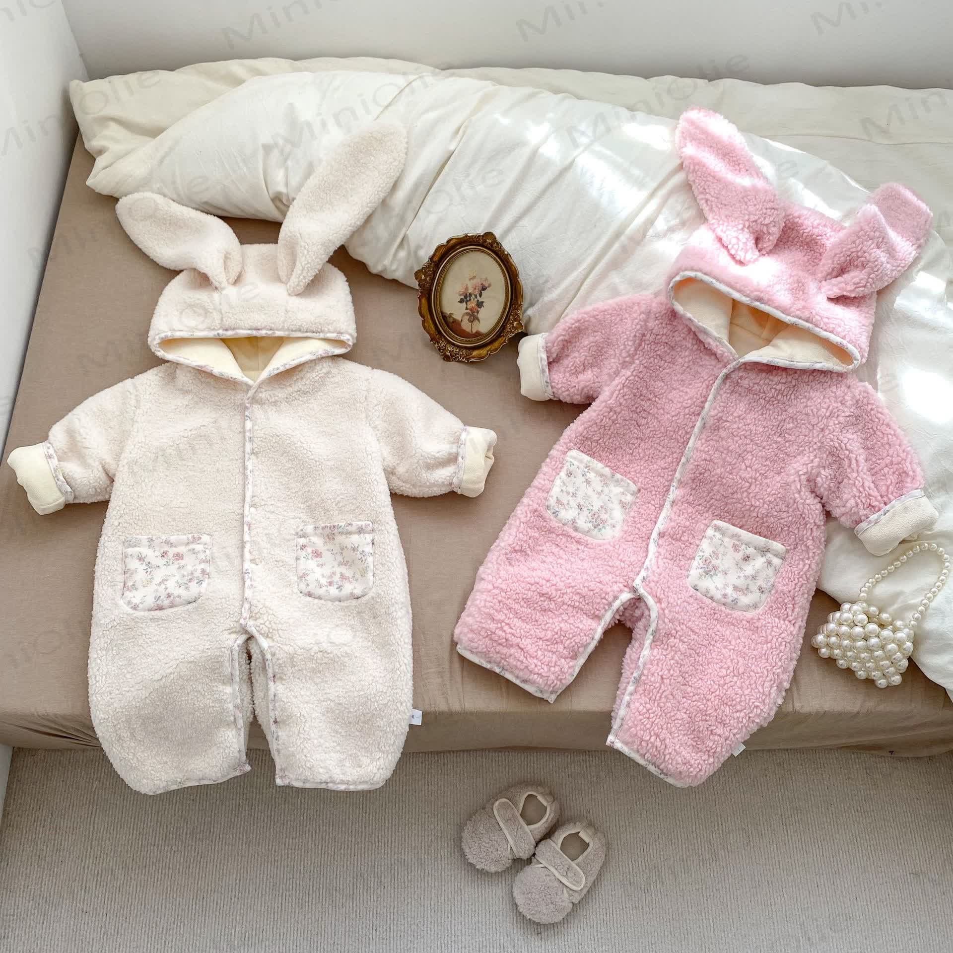 Baby Floral Bunny Ear Hooded Romper - image 8