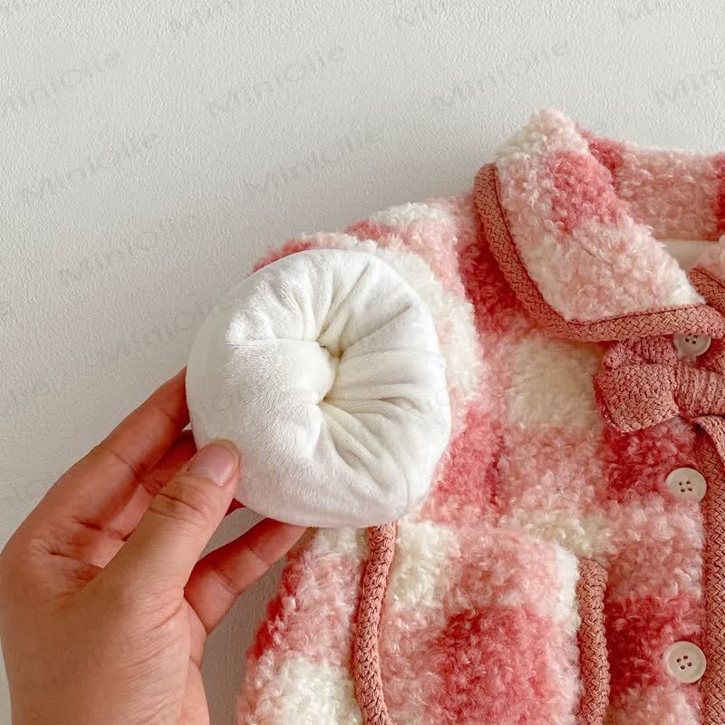 Baby Toddler Girl Fleece Red White Check Outerwear & Pants - image 9