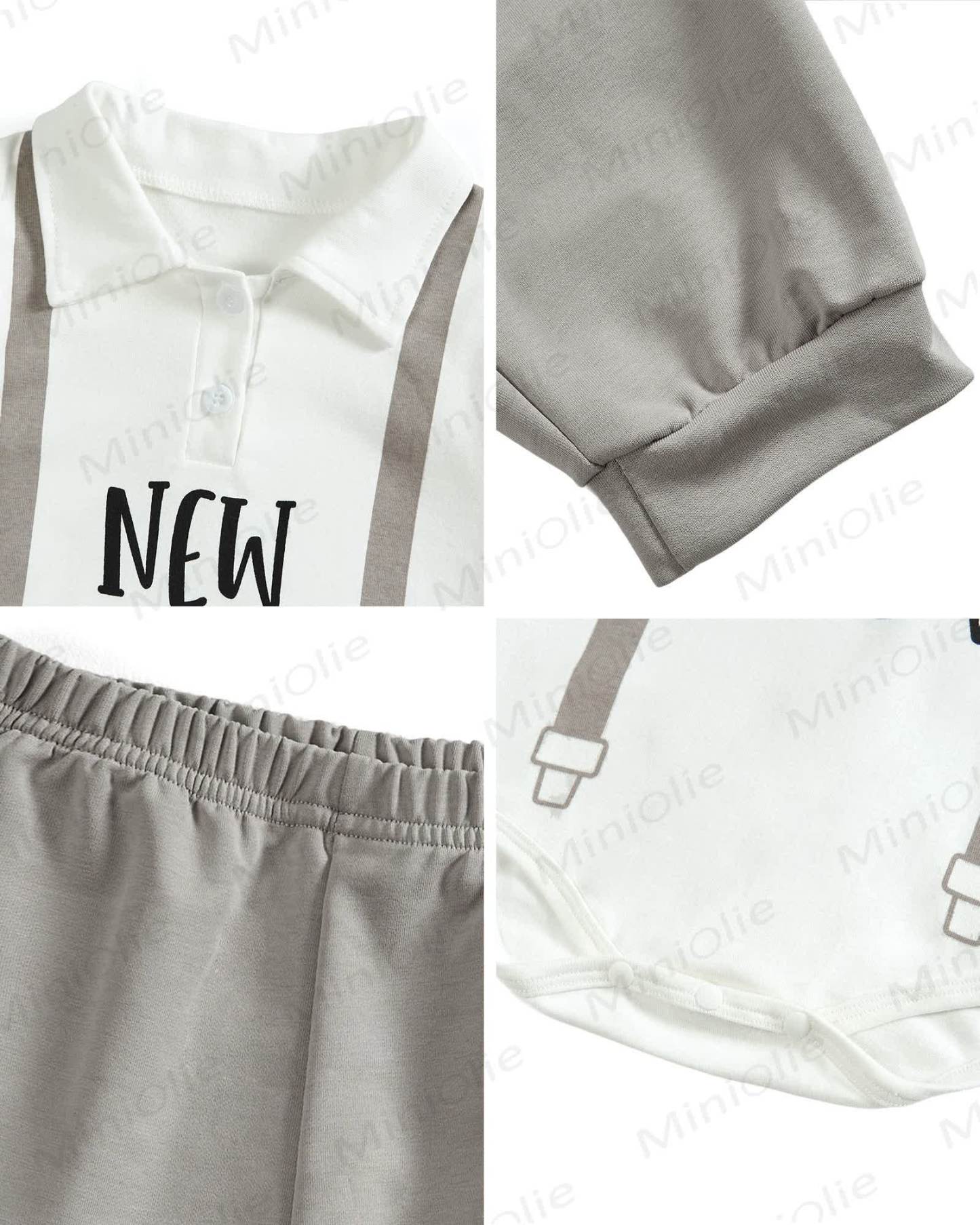 Toddler Baby I'm New Here Crew Long Sleeve Snap Closure Romper Top Jogger Pants Set - image 7