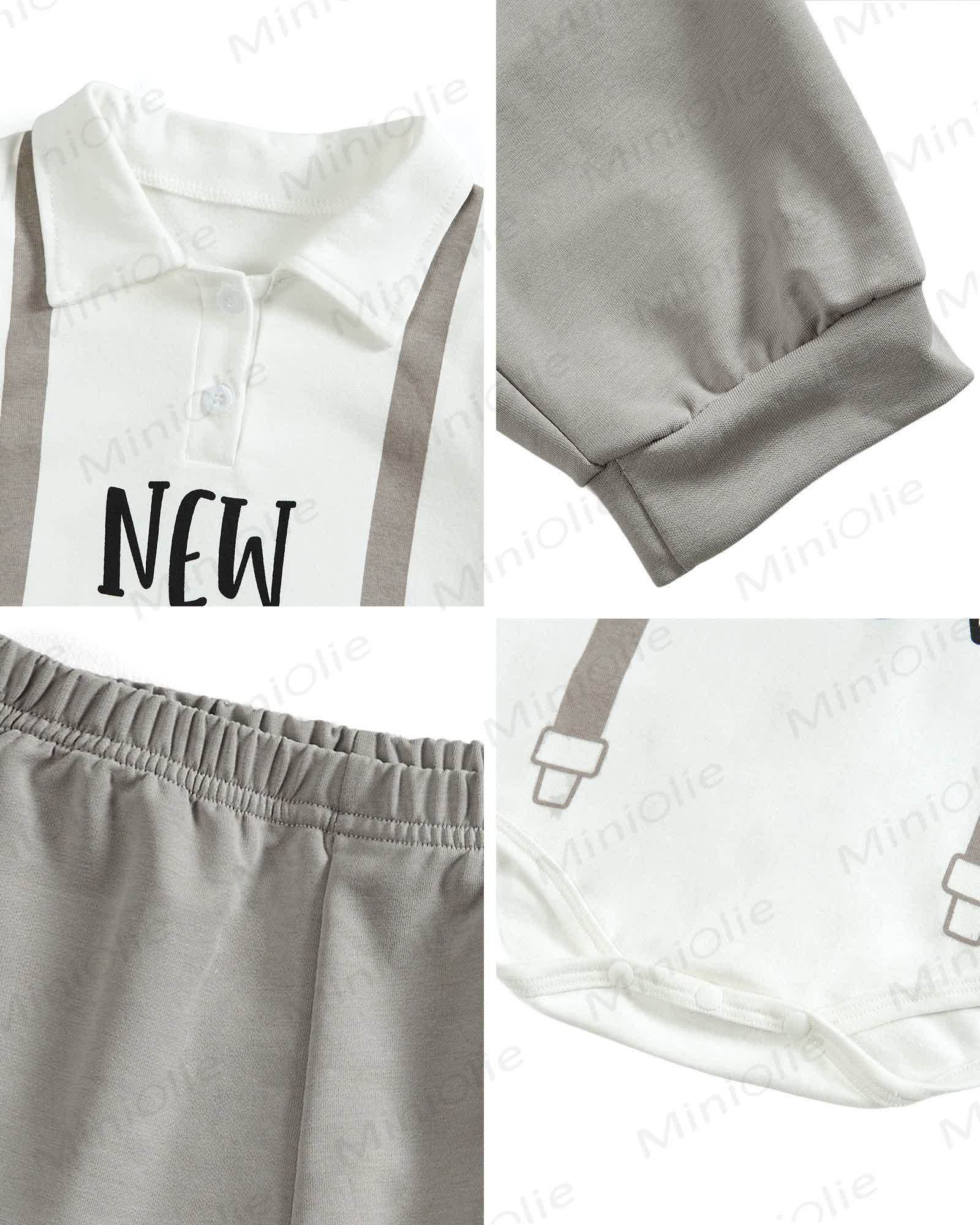 Toddler Baby I'm New Here Crew Long Sleeve Snap Closure Romper Top Jogger Pants Set - image 7