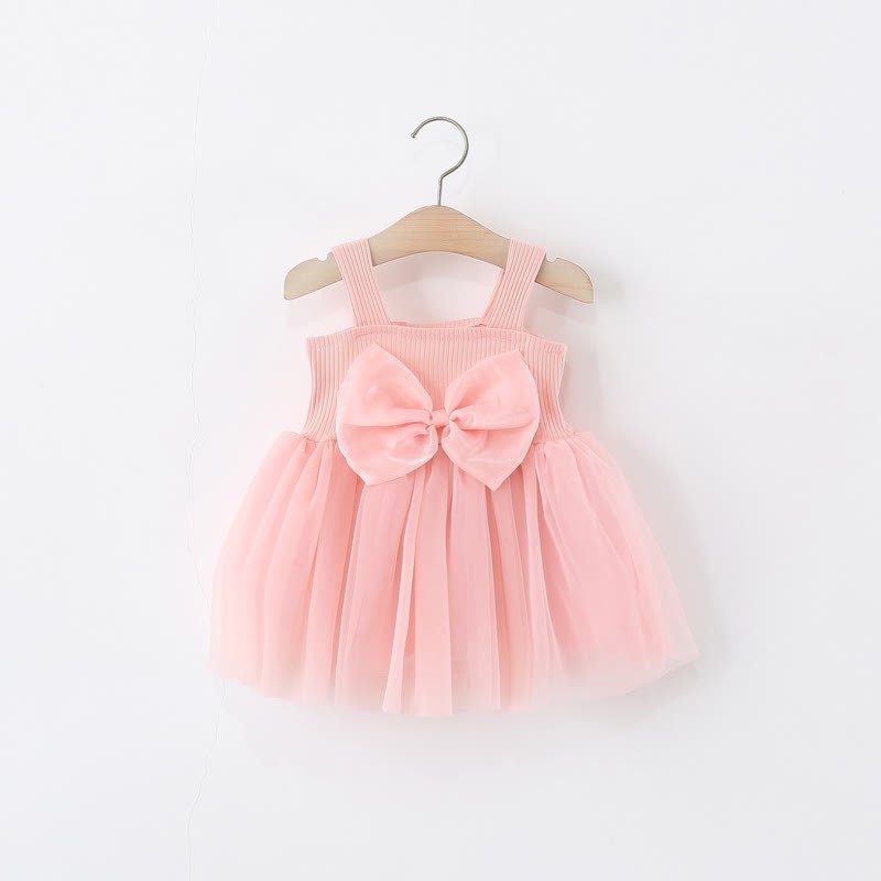 Toddler Solid Color 3D Bow Suspenders Dress - Pink - 5-7T - image 7