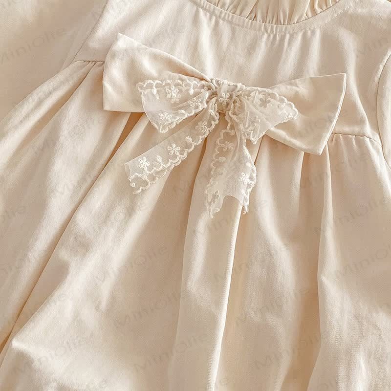 Baby Toddler Solid Color Bow Dress/Bodysuit - image 19