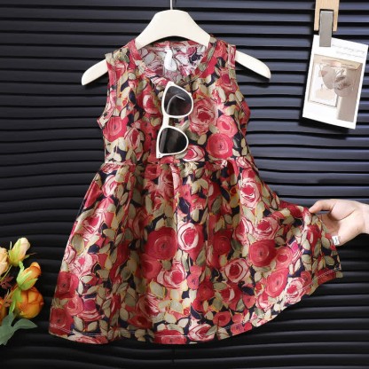 Baby Flower Rainbow Cactus Sleeveless Dress - Red - 8Y - image 6