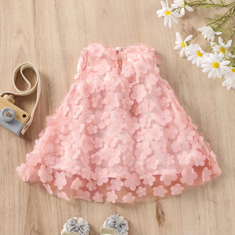 Baby Bow Pink Tulle Flower Party Dress - image 3