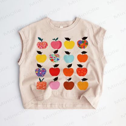Baby Toddler Apple Print Khaki Tank Top - Khaki - 3-5T - image 1