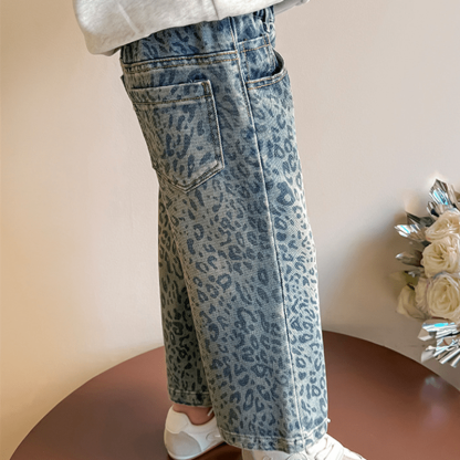 Toddler Leopard Print Denim Blue Pants - image 6