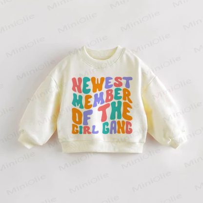 NEWEST MEMBER OF THE GIRL GANG Baby Toddler Cream Sweatshirt - Cream - 3-5T - image 1