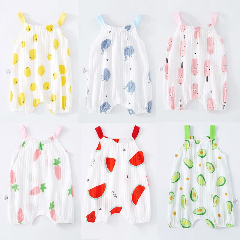 Baby Newborn Fruit Animal Strap Romper - image 1