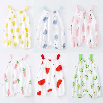 Baby Newborn Fruit Animal Strap Romper - image 1