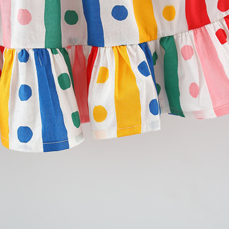 Baby Toddler Colorful Striped Dot Dress with Hat - image 9
