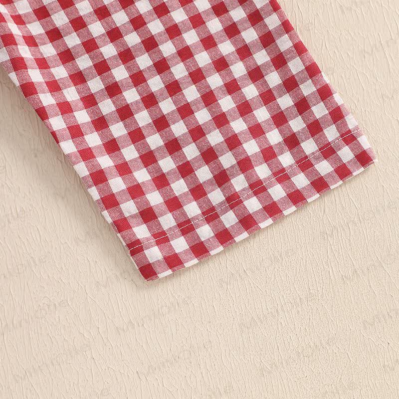 Baby Toddler Plaid Flutter Sleeves Romper - image 9