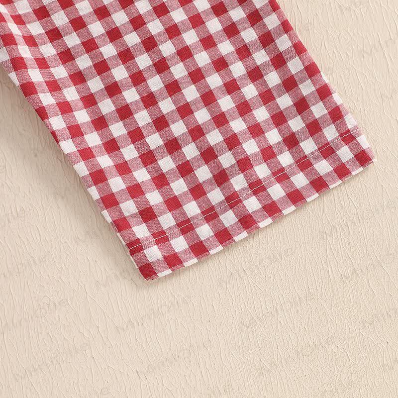 Baby Toddler Plaid Flutter Sleeves Romper - image 9