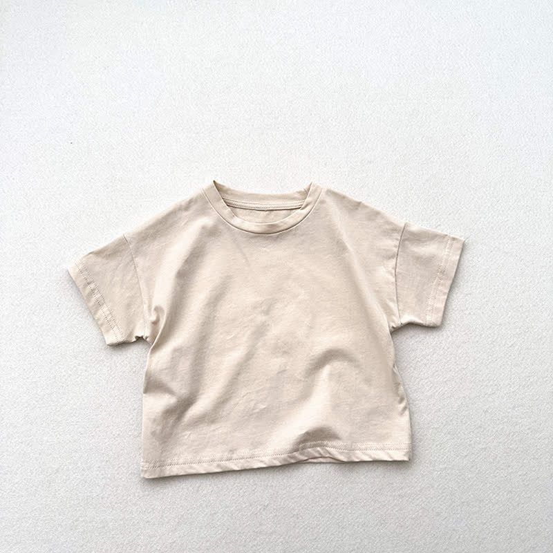 Toddler Solid Color Crew Neck Summer T-shirt - Beige - 6-7T - image 6
