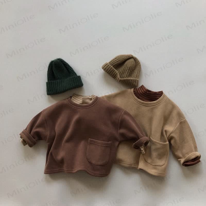 Toddler Solid Color Inner Fleece T-Shirt - image 8