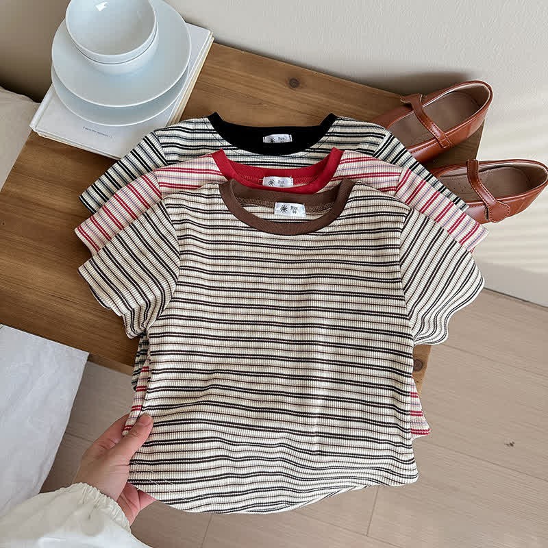 Kids Contrast Color Striped Base Layer T-Shirt - image 2