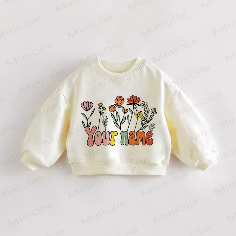 Print Your Name Flower Baby Toddler Girl Personalized Sweatshirt - image 1